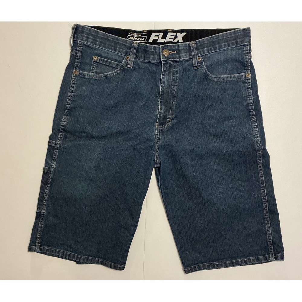 Dickies Baggy Long Carpenter Jorts Mens 36 Blue Denim Stretch Workwear Utility